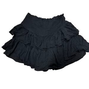 Mustard Seed Black Mini gauze Tiered smoked mini Skirt gothic cosplay NWT Sz S